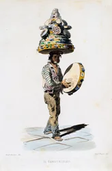 Tamburmanden, gravering af Giovanni Fusaro (1803-1894) efter en tegning af Teodoro Duclere (1816-1867). Italien