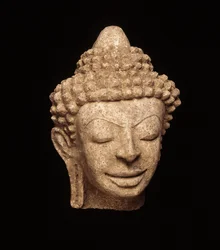 Buddha-hoved, fra Chedi Chula Pathom, Davaravati-perioden (Satukko)