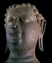 Kæmpe Buddha hoved, Lanna stil (bronze)