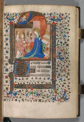 Timebog Brug af Paris: Fol. 37r, Bebudelse, ca. 1420.