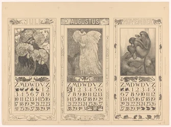 Kalendere for juli, august og november 1910