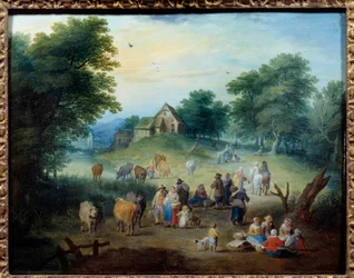 Country scene. Maleri af Theobald Michau (1676-1765)