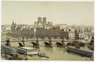 Ile de la Cite og Pont Neuf i Paris