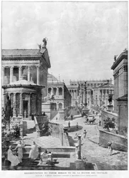 Det romerske forum for antikken, 1914 (bw-gravering)