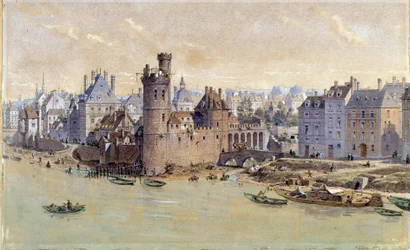 Udsigt over tårnet i Nesles i Paris i det 17. århundrede. Akvarel af Theodore Joseph Hubert Hoffbauer (1839-1922) 1800-tallet. Paris, Musée Carnavalet