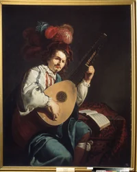 ""Lutespilleren"" Maleri af Theodor Rombouts (1597-1637) 1600-tallets regionale kunstmuseum, Vinnytsia