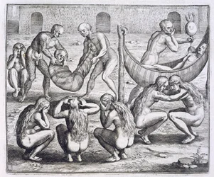 Tupinamba-høvdingen og hans familie bliver syge, mens Hans Staden holdes fanget, fra 