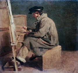 Ung kunstner ved sit staffeli
