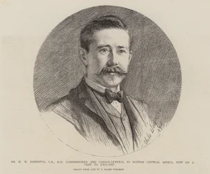 H H Johnston, kommissær og generalkonsul i Britisk Centralafrika, nu på besøg i England