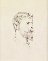 Portræt af Sir Ernest Waterlow, en profil (pen og blæk på papir)