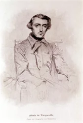 Portræt af Alexis de Tocqueville. Litografi af Chasseriau. 19. århundrede.