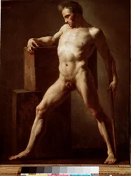 Akademi - akademisk studie af en nøgen krop. 1808-1812. 79 x 62 cm, Rouen, Musée des Beaux-Arts