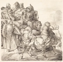 Vogn fyldt med sårede soldater (Chariot charge de soldats blesses)