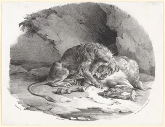 Hest, der bliver ædt af en løve (A Horse Being Devoured by a Lion)