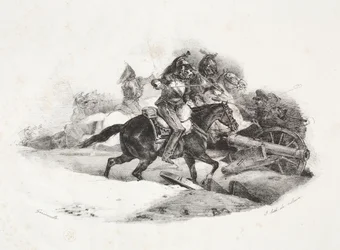 Cuirassiers oplader et artilleribatteri.