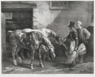 To postheste ved indgangen til en stald (Two Post-Horses at a Stable Door)