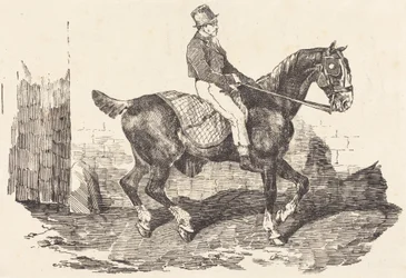 Stalddreng på en karet-hest (Cheval de carrosse monte par un palfrenier)