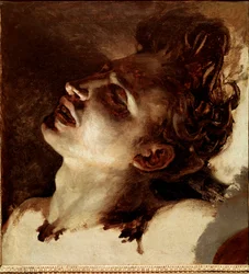 Hoved af en død ung mand Maleri af Jean Louis Theodore Gericault (1791-1824) 1800-tallet søn. 31x33 cm Rouen, Musee des Beaux Arts