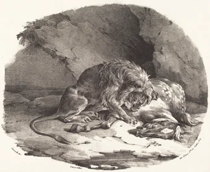 Hest fortæret af en løve (Cheval devore par un lion)