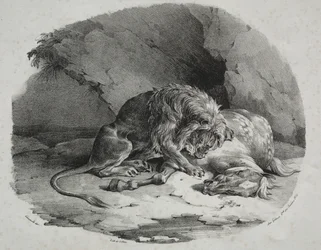 Hest fortæret af en løve, 1823.