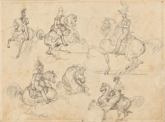 Heste og ryttere (recto); Heste (verso)