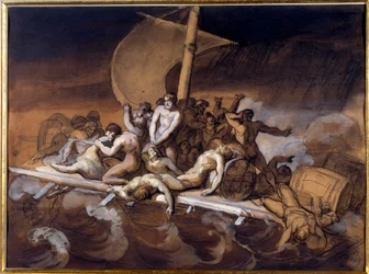 Flåden af ​​Medusa Forberedende undersøgelse til vask og gouache på papir af Theodore Gericault (1791-1824). 1819 Størrelse 0,28 X 0,38 m. Paris, Louvre-museet