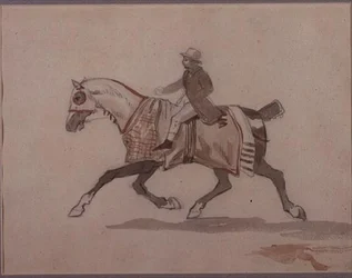 Lille brudgom på en travhest (blyant og akvarel)