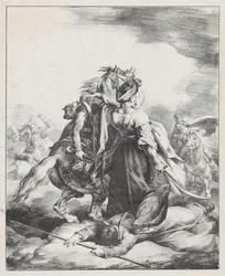 En mameluk fra den kejserlige garde, der forsvarer en såret trompetist mod en kosak (En egyptisk mameluk, der forsvarer en såret fransk trompetist ved Waterloo)
