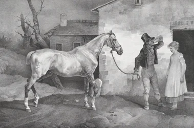 Gammel hest ved en krodør, 1822.