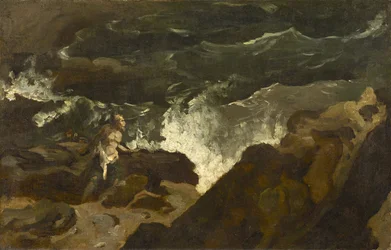 Shipwrecked on a Beach, ca. 1822-3 (olie på papir monteret på lærred)