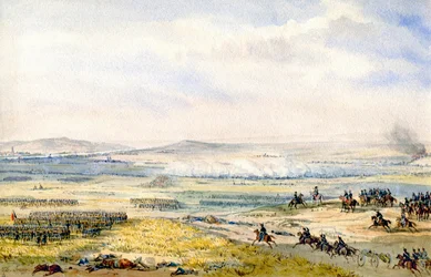 Slaget ved Wagram, ca. 1850 (akvarel)