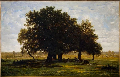 Group of Chenes, Apremont. Maleri af Theodore Rousseau (1812-1867)