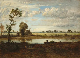 Landskab med bådsmand, ca. 1860 (olie på træ)