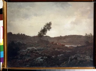 Udsigt over Barbizon (Udsigt over Barbizon). Maleri af Theodore Rousseau (1812-1867). Olie på træ, 24 x 32 cm, slutningen af ​​1840. Fransk skole i Barbizon. Pushkin Museum of Fine Arts, Moskva.