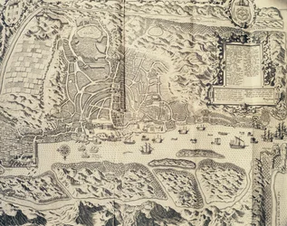 Byen Goa i Indien, Indgravering af Theodor de Bry (1528-1598) fra Rejseberetning om sømanden Jan Huyghen van Linschotens rejse til det portugisiske Østindien 1579-1592), 1500-tallet