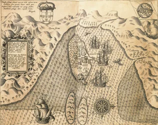 Mozambiques kyster fra, Ostindien af Johannes Hugonis Linschooten og Theodore de Bry, gravering