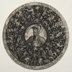 Design til et fad med medaljoner, ca. 1558.