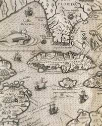 Island of Cuba, Florida og den Mexicanske Golf, gravering fra History of American Grand Voyages