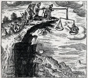 Metode til at afpresse en tilståelse fra en kriminel i Sydamerika på det tidspunkt, hvor spanierne ankom; fra Theodore de Bry (1528-1598)s "" Rejser""