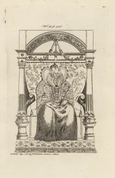 Dronning Elizabeth I af England fra et farvet glasvindue.