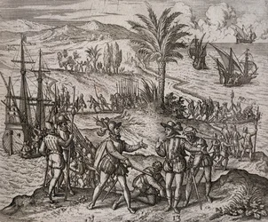 Anholdelsen af Christopher og Bartholomew Columbus efter ordre fra Francisco de Bobadilla