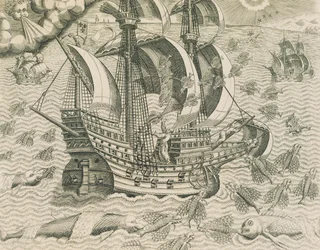 Winged Fish from the Seas of the Indies, Illustration fra American History af Theodore de Bry