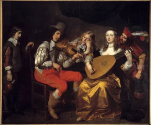 En koncert i 1650 (Holland). Maleri af Van Thulden (1606-1669) Ec. Flam.