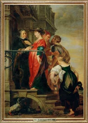 Besøgelsen - Den hellige Maria besøger den hellige Elisabeth (maleri på lærred)
