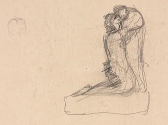 Skitse af to figurer, der omfavner (verso)