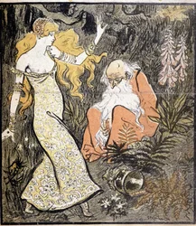 Merlin og Viviane ("Brocéliande") - af Steinlen