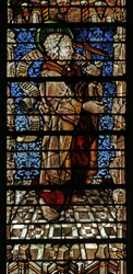 Vindue, der forestiller apostlen Sankt Filip med trosbekendelsesrulle, 1504 (farvet glas)