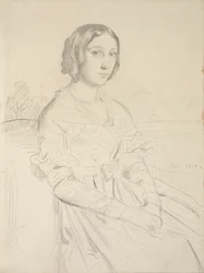 Portræt af en ung kvinde, siddende tre fjerdedele til venstre, 1839-1856