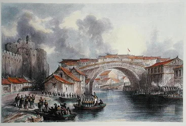 Vestporten til Ching Keang Foo, ca. 1850 (farve litho) (farveversion af 367544)
