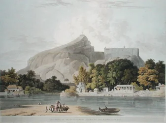 The Rock of Trichinopoly, taget på floden Cauvery, plade 45 fra 